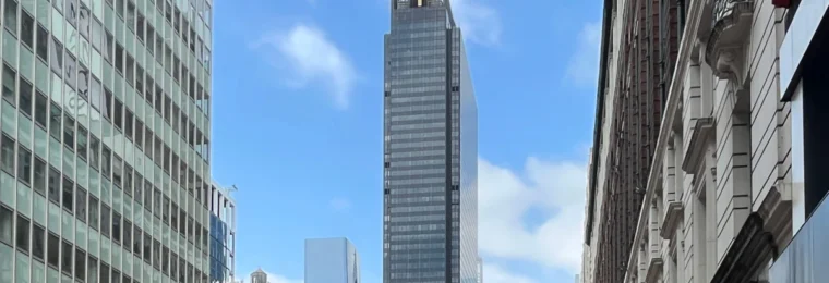 One Penn Plaza tower viewed from West 34th Street in Manhattan.