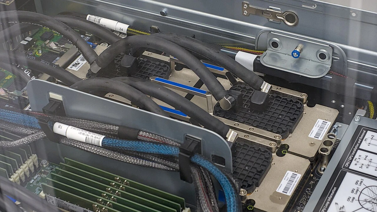 Four NVIDIA H100 GPUs installed in a TSUBAME 4.0 supercomputer computing node.