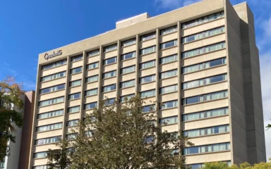 Exterior of the Graduate Ann Arbor hotel in Ann Arbor, Michigan.