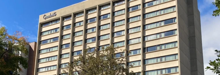 Exterior of the Graduate Ann Arbor hotel in Ann Arbor, Michigan.