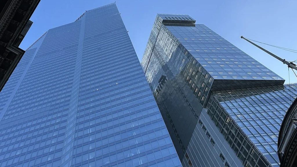 22 Bishopsgate and 8 Bishopsgate skyscrapers in the City of London.