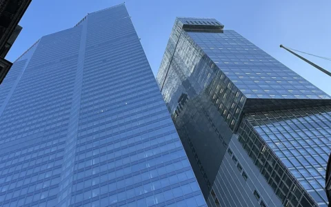 22 Bishopsgate and 8 Bishopsgate skyscrapers in the City of London.