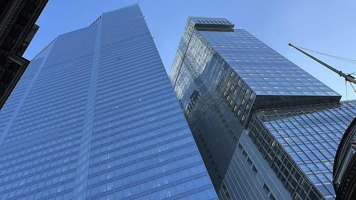 22 Bishopsgate and 8 Bishopsgate skyscrapers in the City of London.