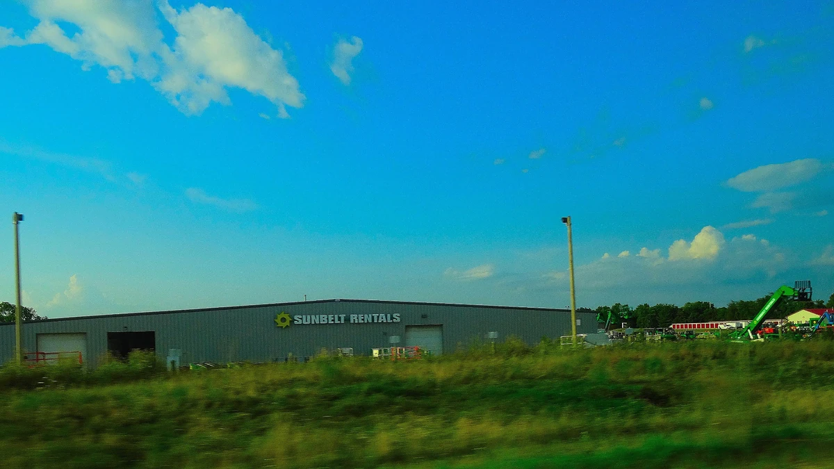Sunbelt Rentals facility in Sun Prairie, Wisconsin, with rental equipment outside.