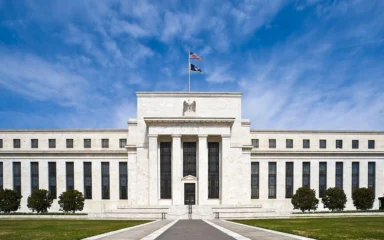 Front of the Marriner S. Eccles Federal Reserve Board Building in Washington, D.C.