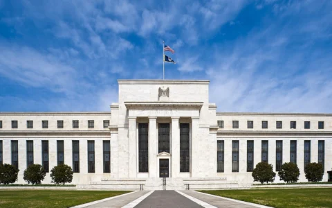 Front of the Marriner S. Eccles Federal Reserve Board Building in Washington, D.C.