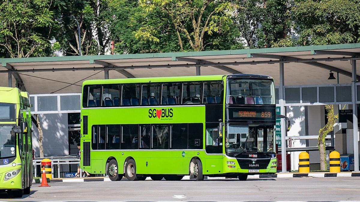 Tower Transit Singapore double-decker bus on service 859 at Sembawang Bus Interchange.
