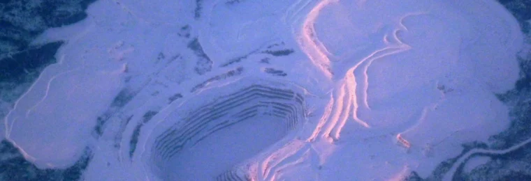 Aerial view of the former Troilus open-pit mine in northern Quebec.