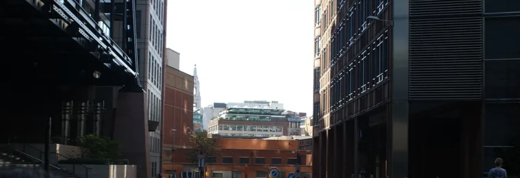 UK Power Networks electricity substation viewed from Primrose Street in London.