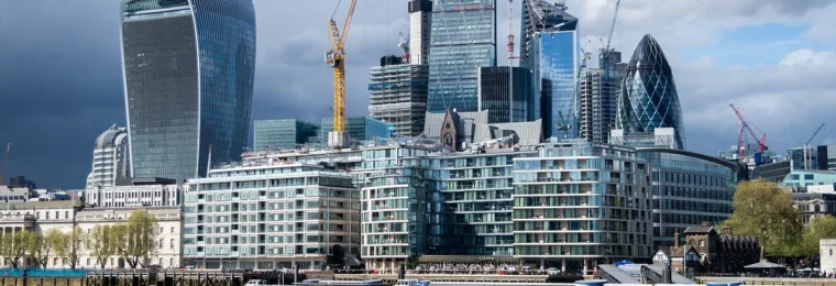 City of London skyline seen across the River Thames, including 20 Fenchurch Street and 30 St Mary Axe.