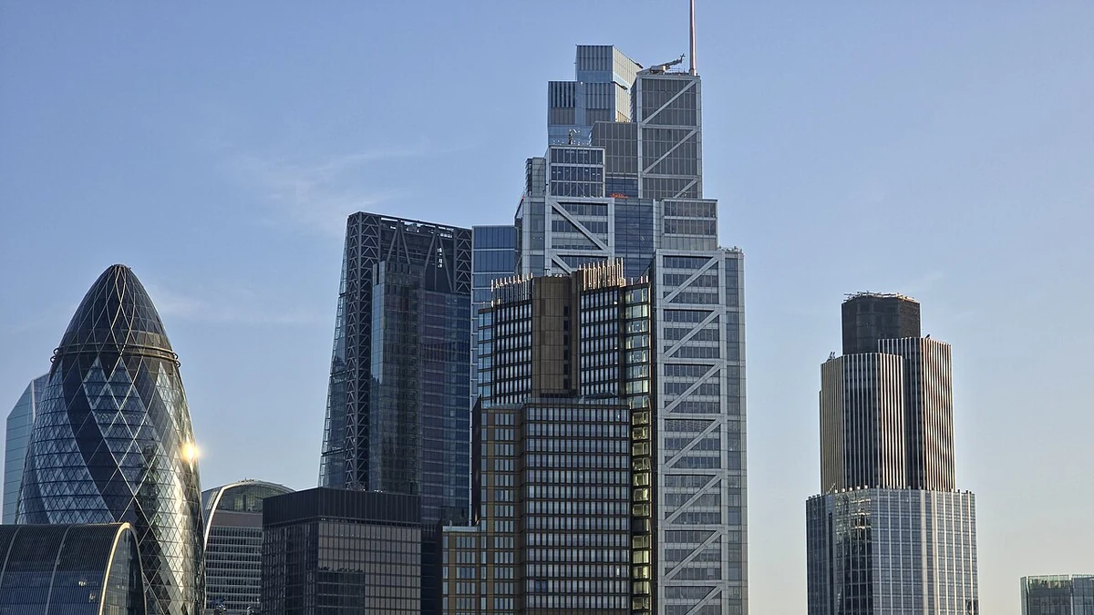 City of London skyline with the Gherkin and modern office towers.