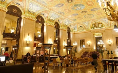 Hotel lobby at the Palmer House in Chicago, Illinois.