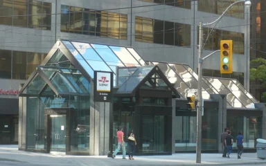 Street-level entrance at 145 King Street West in Toronto.
