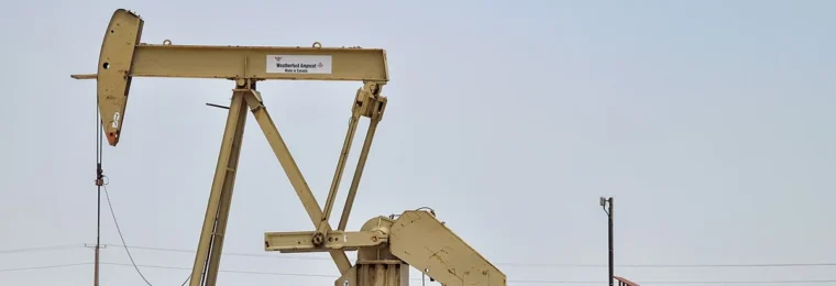 Weatherford International pumpjack at an oil field site in Bahrain.