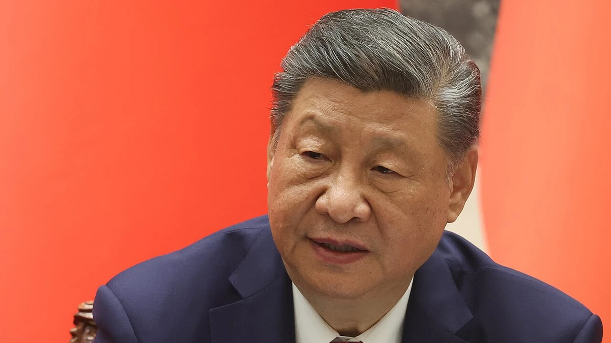 Chinese President Xi Jinping at a press conference in Beijing in May 2026.