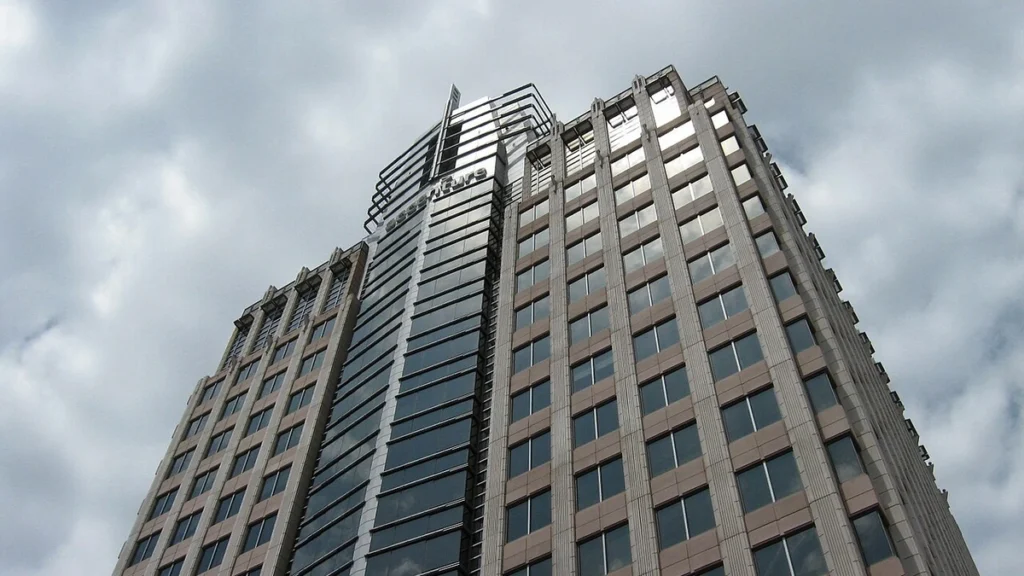 Accenture building in Reston Town Center in Reston, Virginia, with the Accenture sign visible near the top.