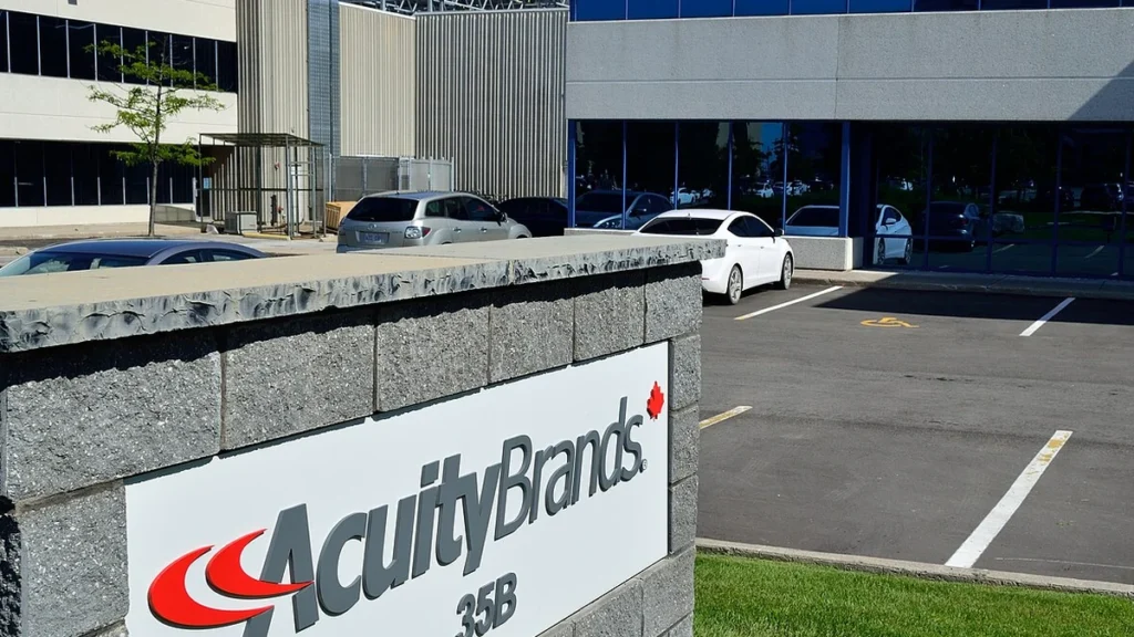 Acuity Brands sign outside a company facility in Markham, Ontario.