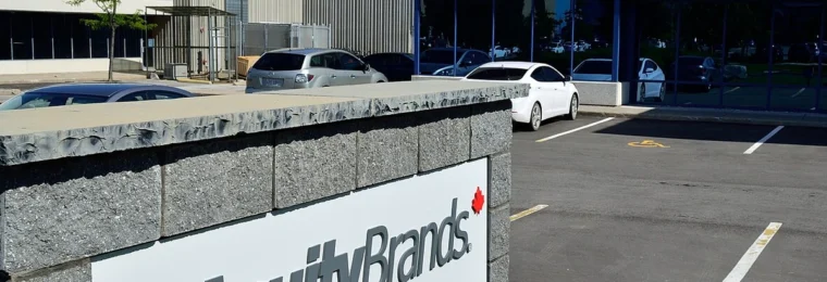 Acuity Brands sign outside a company facility in Markham, Ontario.