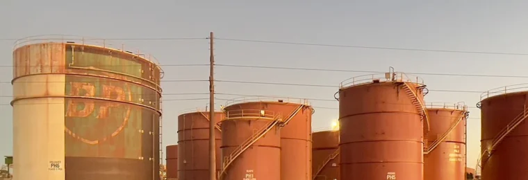 Industrial storage tanks at the Port of Port Hedland in Western Australia.