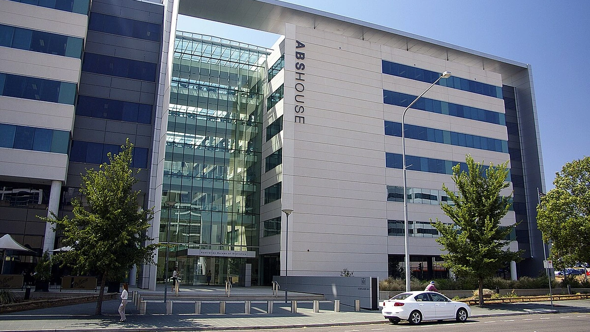 Exterior of ABS House, the Australian Bureau of Statistics headquarters in Belconnen, Canberra.
