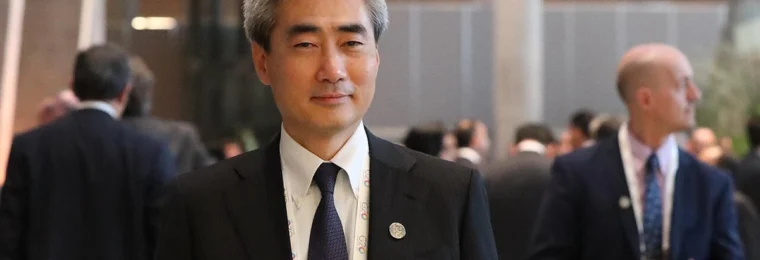 Hyun Song Shin standing at a G20 finance and central bank officials meeting in Argentina in July 2018.