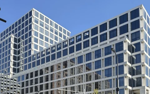 Glass-fronted People's Bank of China headquarters building on Financial Street in Beijing.