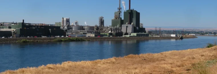 Clearwater Paper mill in Lewiston, Idaho, seen across the river.