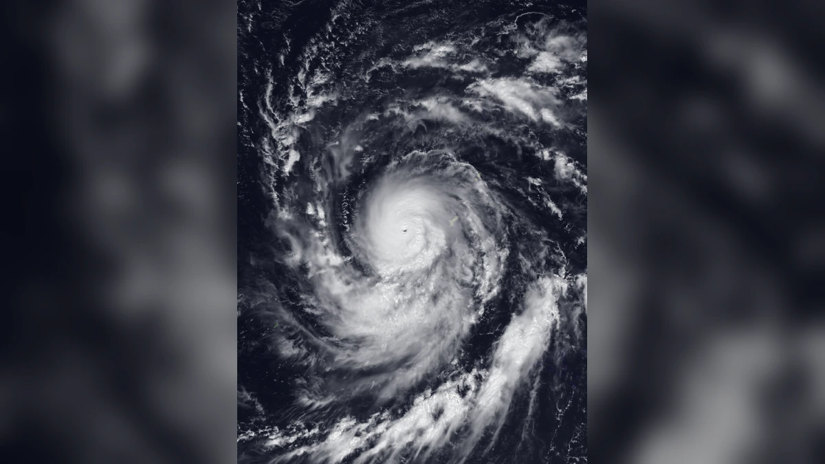Satellite image of Typhoon Champi over the western Pacific on October 18, 2026.