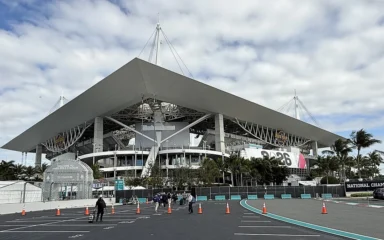 Exterior of Hard Rock Stadium in Miami Gardens, Florida.