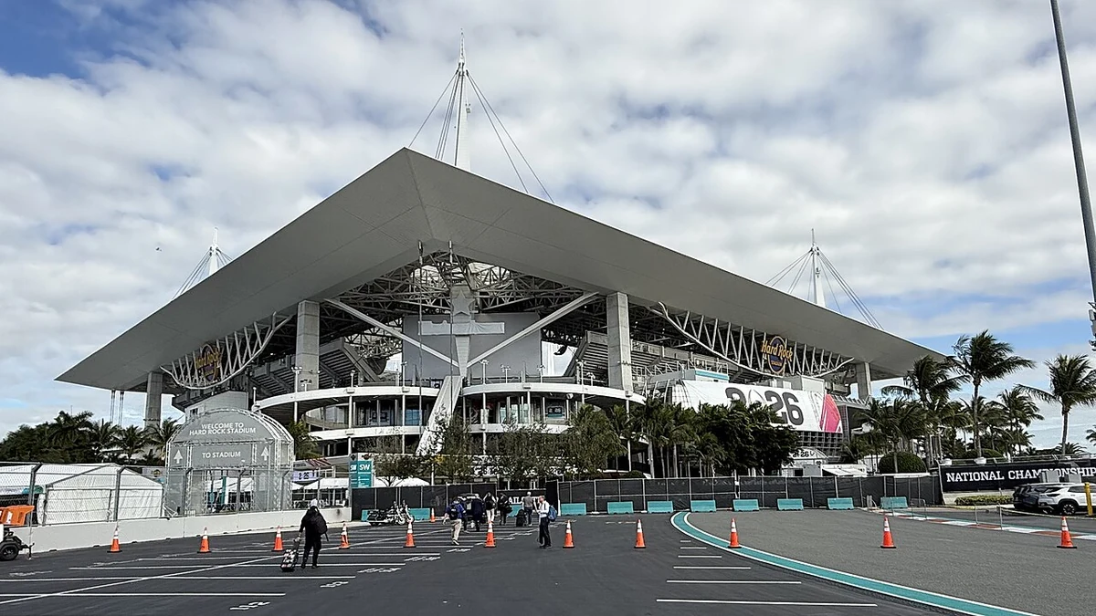 Exterior of Hard Rock Stadium in Miami Gardens, Florida.