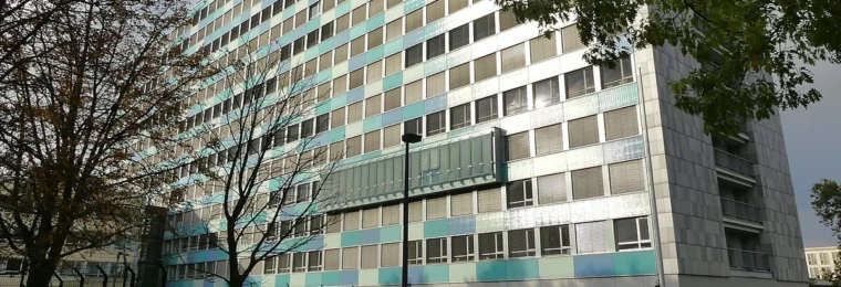 Exterior of the Federal Statistical Office building in Wiesbaden, Germany, seen from the northeast.