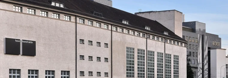 Börse Zürich building in Zurich, Switzerland, beside the former EWZ Unterwerk Selnau.