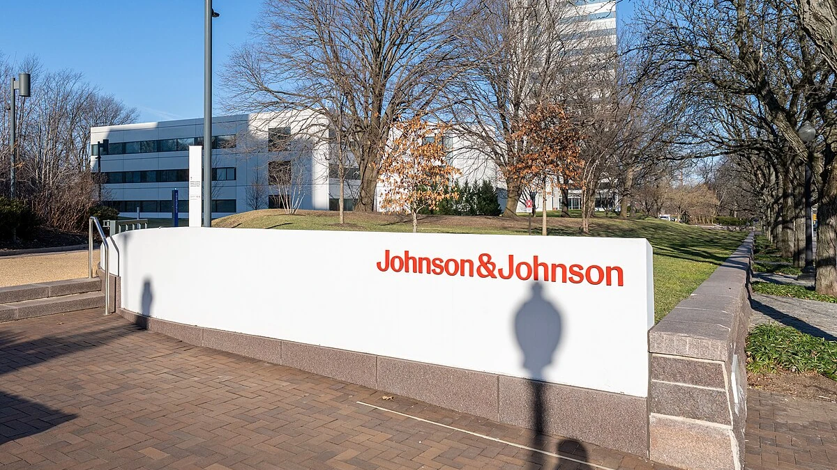 Johnson & Johnson sign outside the company headquarters in New Brunswick, New Jersey.