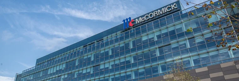 McCormick & Company headquarters in Hunt Valley, Maryland, with the McCormick sign visible on the building.