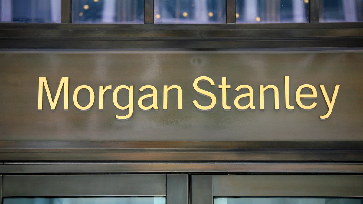 Morgan Stanley signage above a building entrance.