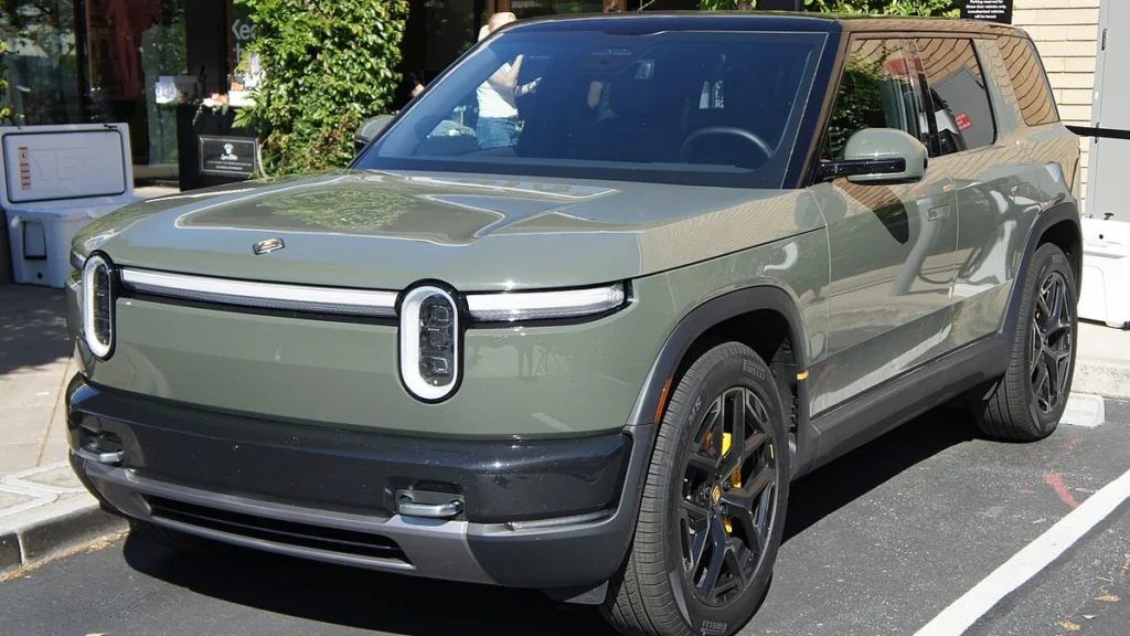 Rivian R2 electric SUV parked outdoors.