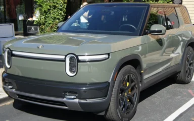 Rivian R2 electric SUV parked outdoors.