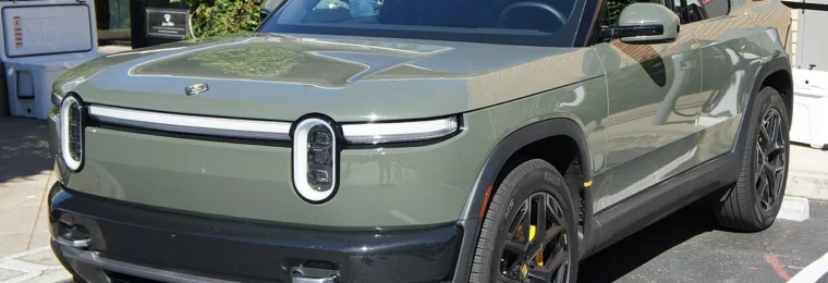 Rivian R2 electric SUV parked outdoors.