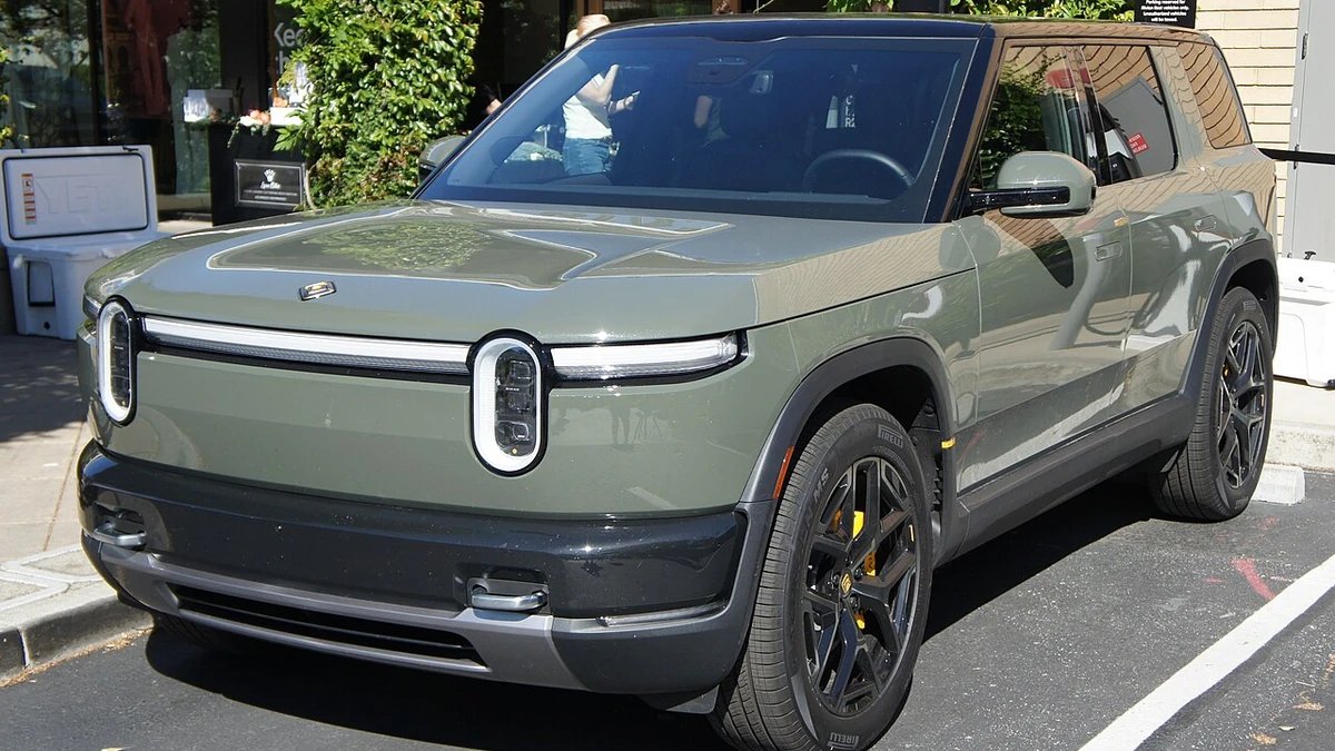Rivian R2 electric SUV parked outdoors.
