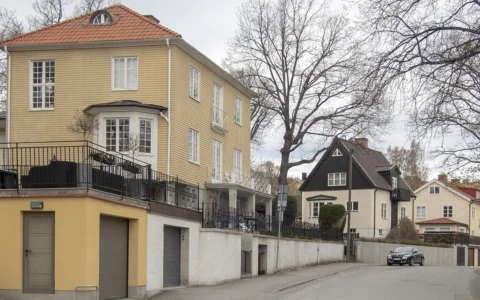 Detached houses on Vintervägen in Solna, within the Greater Stockholm area of Sweden.