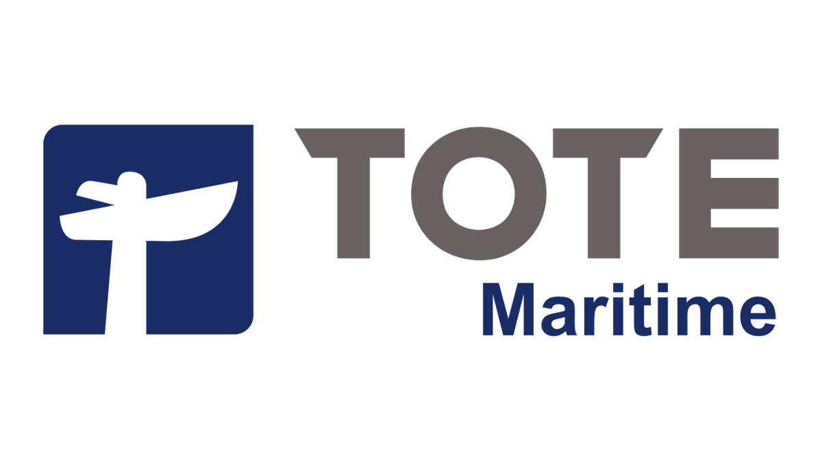 TOTE Maritime logo in blue and gray.