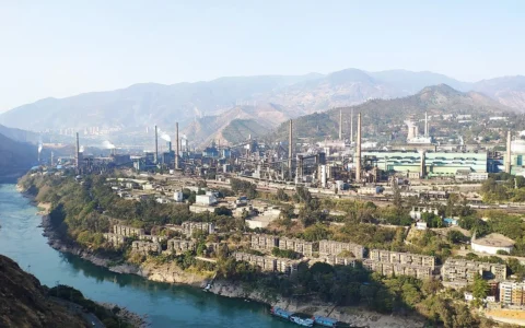 Pangang Group industrial complex in Panzhihua, Sichuan, China.
