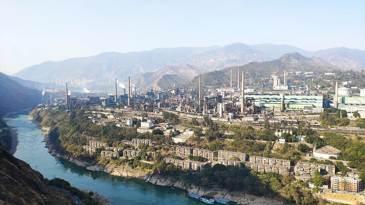 Pangang Group industrial complex in Panzhihua, Sichuan, China.