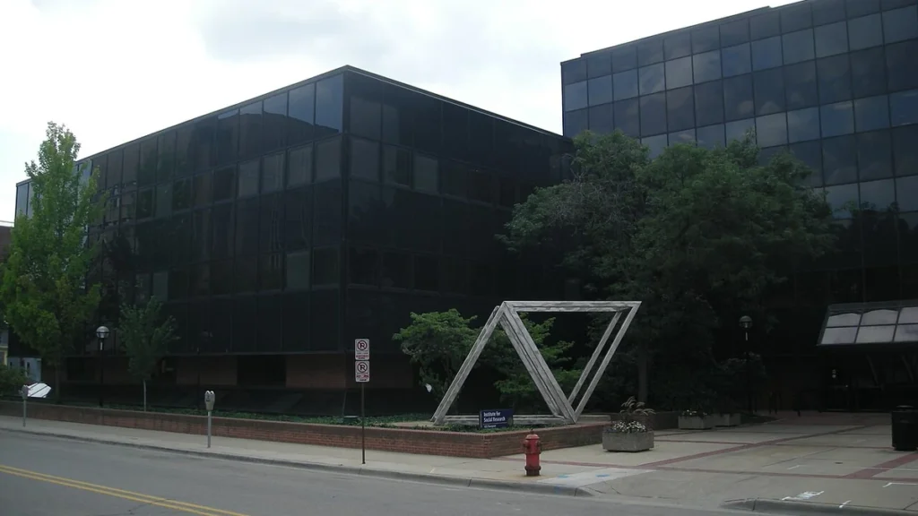 Exterior of the University of Michigan Institute for Social Research building in Ann Arbor, Michigan.