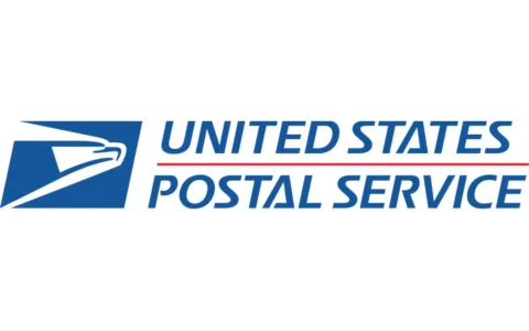 United States Postal Service logo in blue and red.