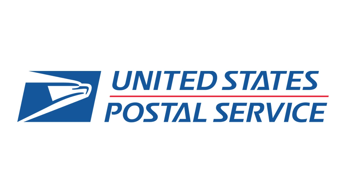 United States Postal Service logo in blue and red.
